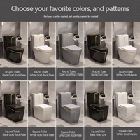 WC monobloc carré personnalisable en céramique marbre noir pour salle de bain