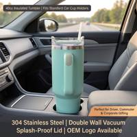 Gobelet isotherme en acier inoxydable à double paroi de 40 oz avec poignée ergonomique pour voyage et voiture, personnalisable avec logo OEM, vente en gros