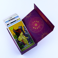 Cartes de tarot personnalisées avec impression dorée, bordure or rose, papier de haute qualité, avec boîte pour usage familial
