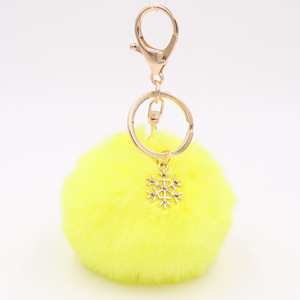 2025 nueva aleación Año Nuevo pompones bola colgante bolsa llavero accesorios de joyería llavero titular Navidad copo de nieve llavero de felpa - Product Image 6