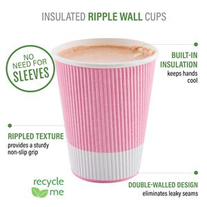 Hyde-made tasse en papier 8oz pour café ondulé, tasse en papier personnalisée 8oz avec couvercle - Product Image 2
