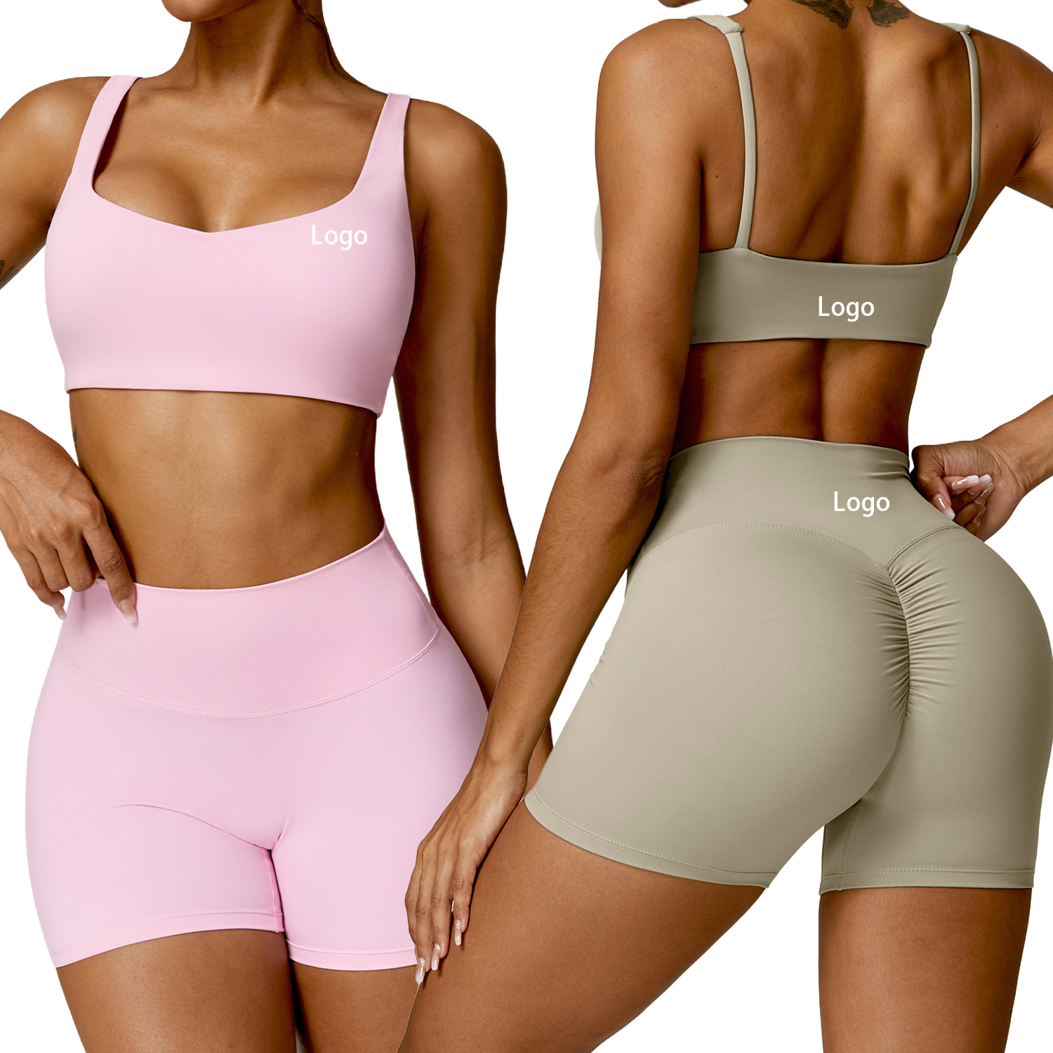 Tight Yoga Set High Waist Quick Dry Running Sports Gym Fitness Clothing Bra Shorts Set