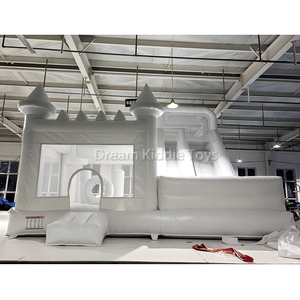 Château gonflable sautant extérieur blanc de videur avec la maison de rebond de ventilateur avec l'amusement gonflable de jouets de glissière pour la partie - Product Image 2