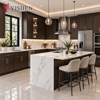 Îlot de cuisine moderne haut de gamme en bois, armoire modulaire sur mesure, blanc mat, écologique, pour villa de luxe, robinet inclus