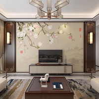 Neue chinesische Wandverkleidung aus lackiertem Massivholz mit Blumenmuster für Wohnzimmer-Sofa-Ecken – integrierte Dekoration