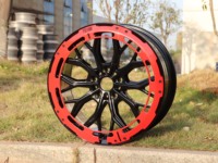 Rines de Aleación de 18/20 Pulgadas, 5 Birlos, Acabado Negro Brillante con Borde Rojo, Diseño de Rayos Divididos, para SUV y Sedán