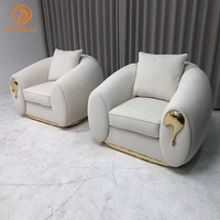 Ensemble de canapés de luxe de designer italien pour salon, mobilier de luxe pour salon, canapé en tissu nubuck avec base en laiton