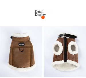 Gilet chaud d'hiver lavable pour chien, coupe-vent, imperméable, doublé polaire, design classique, manteau pour animal de compagnie avec trou pour laisse, col ajustable, petite taille - Product Image 2