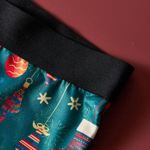 Noël imprimé respirant confortable hommes sous-vêtements tricotés boxeurs mi-hauteur avec longues jambes taille costume de sport pour garçons - Product Image 4