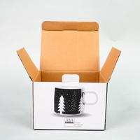 Boîte d'emballage en carton ondulé kraft personnalisée avec impression, boîte d'expédition en papier à rabat pour tasse en céramique et cadeau
