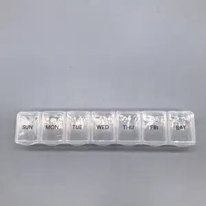 Titular Portátil De Armazenamento De Viagem Mini Retângulo Claro Branco Caso Transparente Medicina 7 Dias Am Pm Plástico Quadrado Pill Box