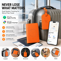 Ensemble cadeau de voyage en cuir PU avec localisateur GPS double système, étiquette de bagage, support de passeport et traceur intelligent compatible Google Find Hub