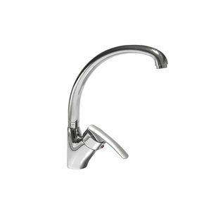 Robinet de cuisine design moderne Palermo à bec haut, fonction eau chaude/froide, finition brossée, pulvérisation latérale, certifié CUPC - Product Image 1