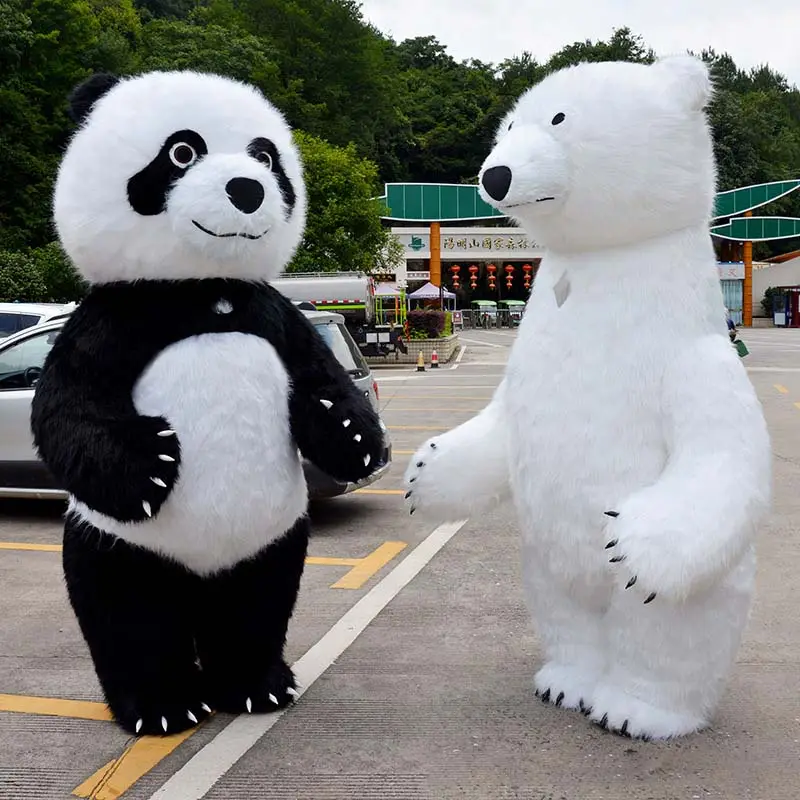 2023 la migliore vendita CE 2m/2.6m/3m costumi gonfiabili bianchi dell'orso polare e della mascotte del Panda che camminano Costume dell'orso del fumetto per natale