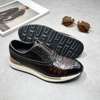 1 paire MOQ, chaussures décontractées pour hommes en cuir de haute qualité à semelle épaisse, baskets en cuir à motif crocodile, chaussures habillées décontractées pour affaires