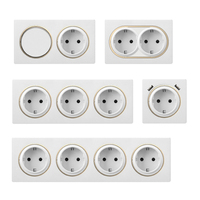 ABUK-Panel de PC moderno para el hogar, toma de corriente USB, botón redondo, interruptor de luz de pared y enchufe, estilo europeo, Reino Unido, FR, 1/2/3 Gang