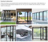 Porte pliante moderne en aluminium de qualité commerciale, finition élégante, double vitrage, pour entrée extérieure d'appartement