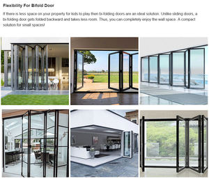 Puerta Plegable de Aluminio Comercial de Fábrica con Acabado Moderno, Puerta Corredera Plegable de Doble Vidrio para Entrada de Apartamento Exterior - Product Image 6