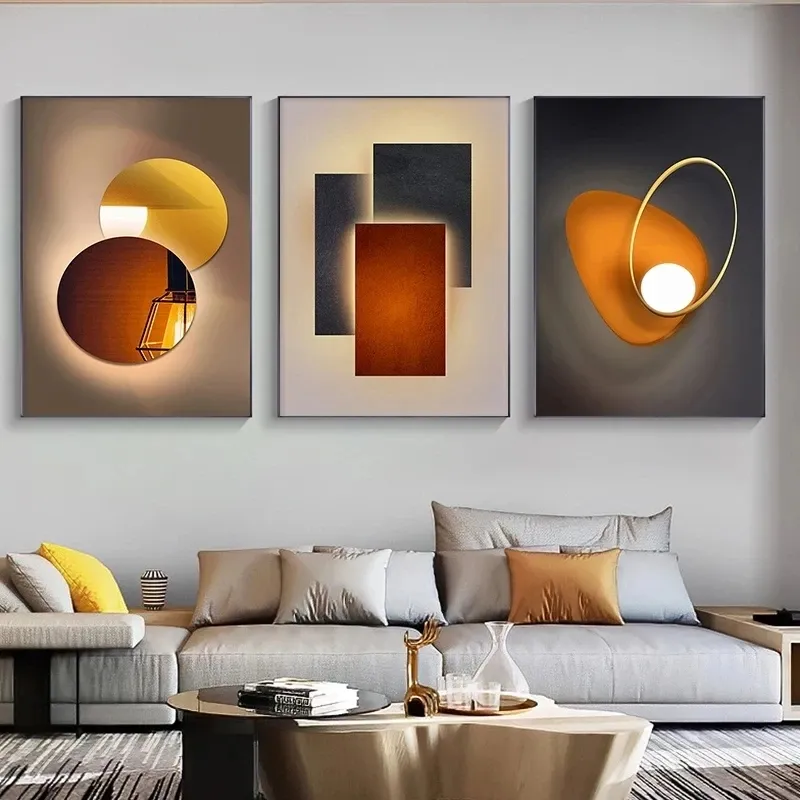 Toile nordique abstraite géométrique peinture Orange affiches impressions moderne minimaliste mur Art photos pour salon décoration de la maison