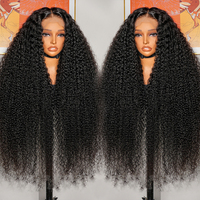 Perruque frontale en dentelle HD 13x4, cheveux humains bouclés Jerry Water Wave, perruques sans colle en cheveux vierges bruts bouclés pour femmes noires, vente en gros