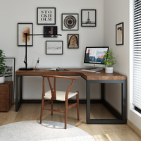 Bureau en bois massif en forme de L coin bureau d'ordinateur table d'angle contre le coin chambre établi bureau à domicile
