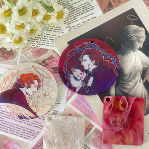 Blancs acryliques Pastel pour la découpe laser Coral Candy Rainbow Color Sublimation Keychain Anime Style Plexiglass Keychain - Product Image 6