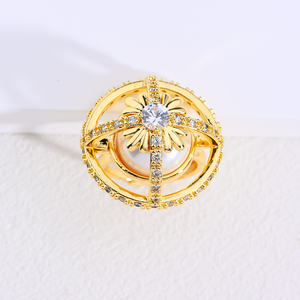 Bague en laiton plaqué or 14 carats de haute qualité et bague de planète en zircone de luxe de <span class=keywords><strong>Netflix</strong></span> pour la conception de bijoux originaux - Product Image 3