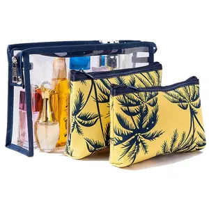 3pcs per set summer beach style printing loreal makeup pouch toiletery bag cosmetic bags & cases