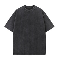 Kaus katun 100% kusam trendi Retro longgar pas leher O kaus bahu tetesan Salju rajutan ukuran besar