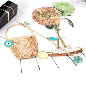 Collar de Cadena con Dijes de Acero Inoxidable, Chapado en Oro de 18K, Diseño de Ojo y Mano, Múltiples Estilos, para Mujer - Product Image 6