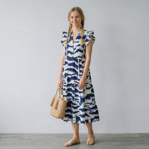 Abito Floreale da Donna in Stile Europeo e Americano con Maniche a Sbuffo, Ampio e Traspirante, Ideale per l'Uso Quotidiano - Product Image 2