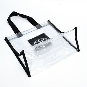 Compras Pvc Impermeável Logos Personalizados Sacolas Claras, Moda Impressão Portátil Saco De Compras Impermeável Personalizado Saco De PVC - Product Image 3