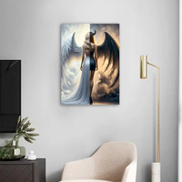 Usine en gros professionnel noir et blanc ange toile mur Art moderne créatif décoration murale cristal porcelaine impression