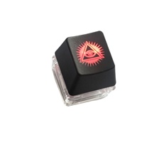 Mini porte-clés pendentif carré translucide en plastique PC à compartiment unique, avec bouton anti-stress lumineux et cordon