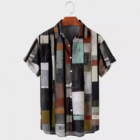 Herren Hawaiihemd mit 3D-Abstraktdruck, Regular Fit, Strandlandschaft und Gitarrenmuster, atmungsaktiv, schnelltrocknend, 100% Baumwolle, Strandkleidung