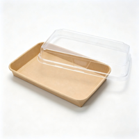 Boîte à sushi rectangulaire jetable en papier kraft EP-09 avec couvercle transparent pour la vente à emporter et la restauration