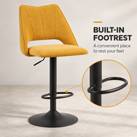 Tabourets de comptoir confortables avec revêtement en tissu orange et assise en mousse, design nordique créatif et simple, pivotants en acier inoxydable
