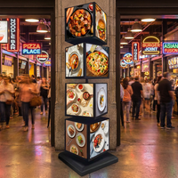 Boîte à lumière rotative à 4 couches et 4 faces, panneau publicitaire dynamique, panneau de menu LED en acrylique pour les magasins de fruits, les restaurants, les supermarchés, les cafés