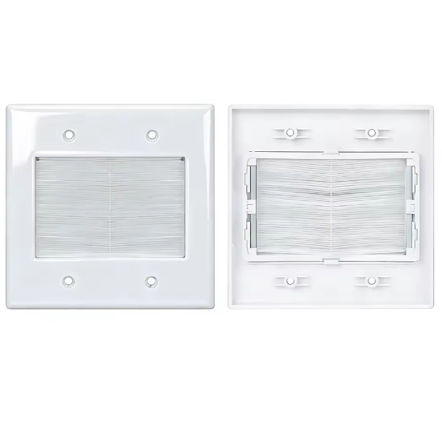 American Standard 2-Gang Brush Wall Plate | Multimedia In-Wall Cable Management Pass-Through Panel