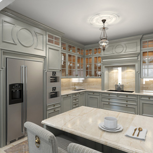 Gabinetes de cocina modernos de <span class=keywords><strong>madera</strong></span> maciza de estilo europeo Gabinetes de pared hechos <span class=keywords><strong>a</strong></span> <span class=keywords><strong>medida</strong></span> Encimeras de piedra de cuarzo Acabado de laca completo - Product Image 2