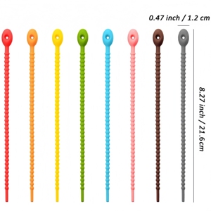 متعددة الأغراض الملونة سيليكون كابل البريدي التعادل قابل للتعديل لينة حزام تخزين قابلة لإعادة الاستخدام قفل مزدوج الفرقة تويست للاستخدام اليومي - Product Image 6