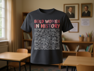T-shirt da donna in cotone girocollo con stampa di scritte casualiste e motivi 'Bold Women In History', per tutte le stagioni, vestibilità regolare - Product Image 2