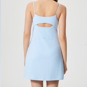 Couleur <span class=keywords><strong>bleu</strong></span> clair femmes vêtements <span class=keywords><strong>de</strong></span> sport <span class=keywords><strong>de</strong></span> haute qualité robe <span class=keywords><strong>de</strong></span> <span class=keywords><strong>tennis</strong></span> shorts et poches col carré - Product Image 6