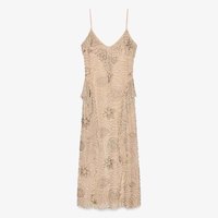 Robe midi élégante et tendance pour femme, personnalisée, à motif floral, à paillettes, à volants, col en V, sans manches, pour le quotidien