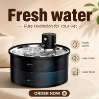 Distributeur d'eau intelligent et élégant pour chat et chien, alimenté par batterie, en acier inoxydable, étanche IPX7, capacité de 3,2 L