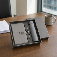 Ensemble cadeau de carnet de notes professionnel en cuir PU A5 avec logo personnalisé, stylo métallique, recharge et tasse isotherme – Agenda de bureau d'entreprise en gros
