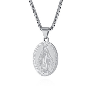 Collar de acero de titanio con dios protector católico, joyería popular transfronteriza, diseño unisex de nicho, artístico y versátil. - Product Image 5