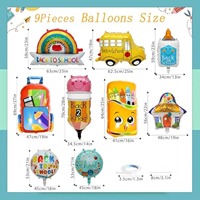Ballons de rentrée scolaire, ballons colorés en forme de bus scolaire, crayon, pomme, crayon de couleur, ballon en mylar pour décorations de fête