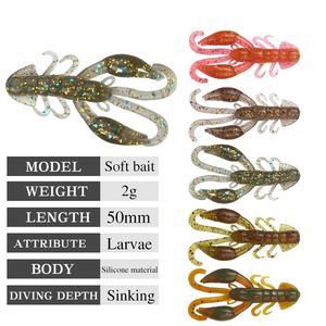 5 Pezzi/Sacchetto Esche Morbide in Silicone a Forma <span class=keywords><strong>di</strong></span> Larva <span class=keywords><strong>di</strong></span> Gambero 5cm 2g Jig Wobbler con Odore <span class=keywords><strong>di</strong></span> Pesce Vermi Artificiali per Pesca al Bass - Product Image 4