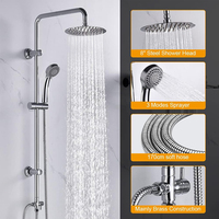 SANIPRO 8 pouces pluie Top Spray 3 Modes pommeau de douche à main ensemble de système mural en acier inoxydable pour robinets de bain-douche
